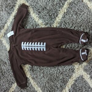 NWT Children's Place Football 3-6 Month PJ Footie Pajama Fleece Set
